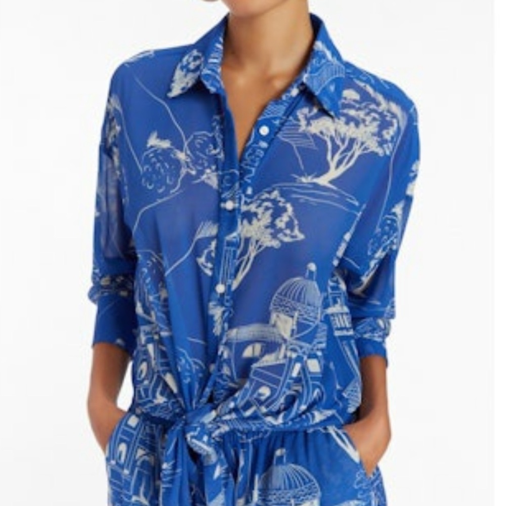 Amanda Uprichard Print Button-Up Top